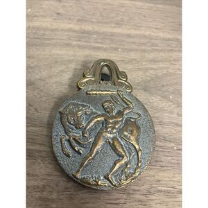 Antique 1947 Crete‎ Greek Island Vintage Brass Clip Chariot Gladiator